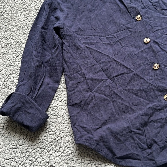 NWT Hotouch Womens Cotton Button Down Casual Long Sleeve Loose Collared Shirt - Picture 4 of 8